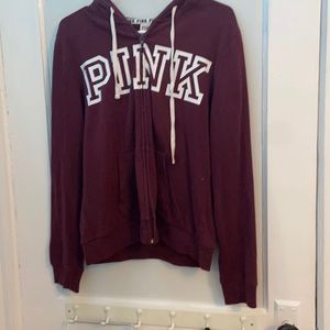 Victoria’s Secret pink burgundy zip up hoodie